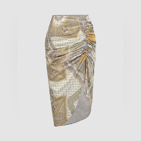 Cider BOHO PAISLEY RUCHED SLIT MIDI SKIRT XL nwt - Picture 1 of 7